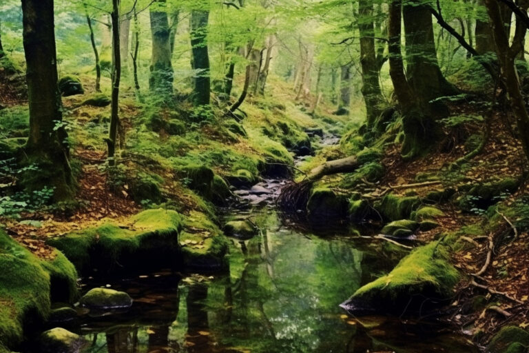 un ruisseau qui coule dans la forêt