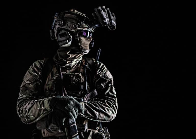 Marine rider with night vision goggles portrait